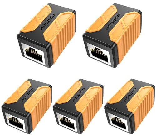 MOGOOD Accoppiatore Ethernet, 5 Pezzi Accoppiatore RJ45, Adattatore Internet da Femmina a Femmina Compatibile con Cat8, Cat7, Cat6, Cat5e, Cat5