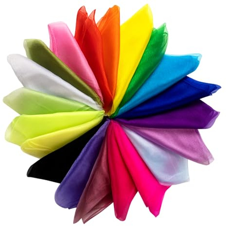 BLISSIQUEE Pack of 20 Juggling Cloths 60 x 60 cm Chiffon Cloths Sensory Play Colourful Cloths for Activities Children's Show Dancing Juggling and Sensory Accessories Decoration