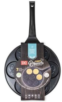 Dc Casa Padella Pancake Antiaderente 26 cm – Stampo per 6 Pancake – Padella per Colazione Creativa con Rivestimento Antiaderente e Manico Ergonomico (Smile)