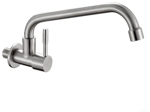 Modern Wall Mounted Kitchen Sink Faucet Single Lever Cold Water Tap Stainless Steel Bathroom Basin Spout