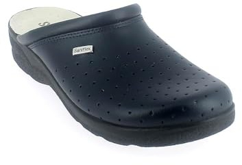 Saniflex 89941-10 Médico Certificado Zuecos Mules Zapatillas Zapatos de Cuero, Hombre, Azul, EU 41
