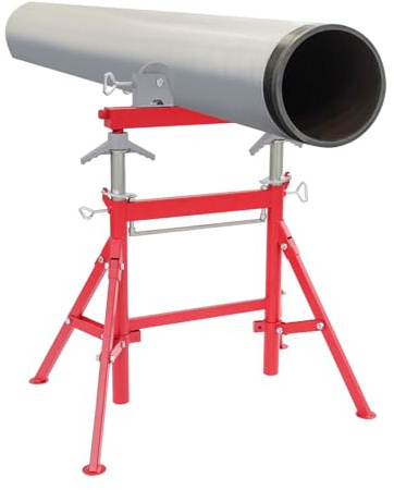 Heavy Duty Pipe Roller Support 2500lbs Capacity, Portable High Pipe Stand - Adjustable Height 29-43'', Pipe Jack Stands for Machinery Industry, Construction Industry, Plant, Energy Industrys, Red