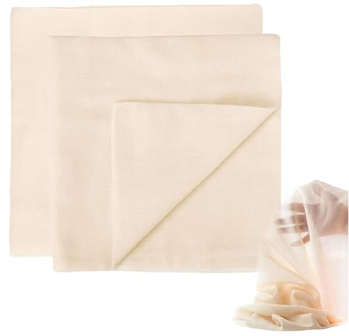 Libenxue Durable & Reusable 2 Pcs Precut 50 x 50cm Muslin Cloths for Straining, 100% Unbleached Pure Cheesecloth for Homemade Cheese, Butter, Straining Liquids