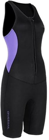 Generic Muta da Sub da Donna con Cerniera Frontale, Muta da 2 Mm, Senza Maniche, per Snorkeling, Nuoto, Surf, Shorty in Neoprene per Sport Acquatici (L)