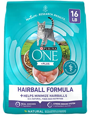 Purina ONE Natural Cat Food for Hairball Control, +PLUS Hairball Formula - 16 lb. Bag