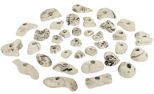 ALPIDEX 35 Prises d'escalade | Surface d'escalade 3-5 m² | Tailles L, M, S | Pierres Escalade | Set Prises Escalade | Poignées Escalade | Résistant Aux Intempéries, Couleur:Blanc-moucheté