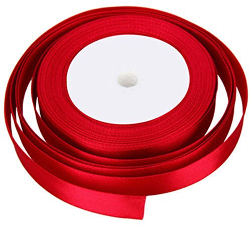 22 Metrs of Satin Wedding Party Ribbon 15mm Gift Wrap Ribbon, Ribbons for Gift Wrapping, Christmas Ribbon, Gift Wrapping Ribbon for Crafting, Wedding Party Decor (Red)