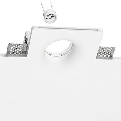 ledscom.de Deckeneinbauleuchte GIEDI, Gips, weiß matt, 12 x 12cm, 1x GU10 max. 15W