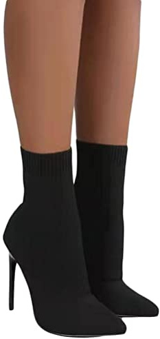 Onsoyours Women High Boots Knit Autumn Winter Shoes Plain Long Shaft Overknee Boots Stiletto High Heels Long Boots B Black 37 EU