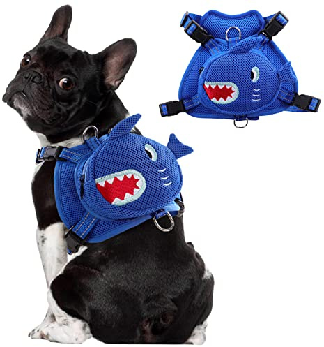 OUOBOB Pettorina regolabile per cani con zaino, gilet imbottito anti-tiro e design in rete traspirante, fibbia a sgancio rapido per indossarle e toglierle facilmente, ideale per escursioni