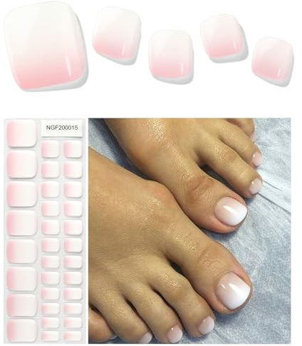 EBANKU 32 PCS Gel Nail Strips, Gel Toeail Strips Full Wraps Adhesive Toenail Stickers with Nail File and Stick(UV/LED Lamp Required)-3