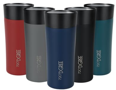 720°DGREE Thermobecher 350ml “PleasureToGo 2.0” - 3 Größen, 5h Heiß, 10h Kalt, Auslaufsicher, BPA-Frei, Hygienisch, 360° Trinköffnung - Travel Mug, Thermo Becher To Go: Schlank, Edel - Blau