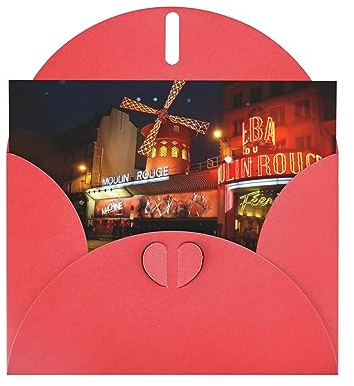 Grußkarten mit Umschlägen Moulin Rouge Druck Perlglanzpapier Urlaubskarten Lustige Geburtstagskarte 10,2 x 15,2 cm Party Einladungskarte Blanko-Karten