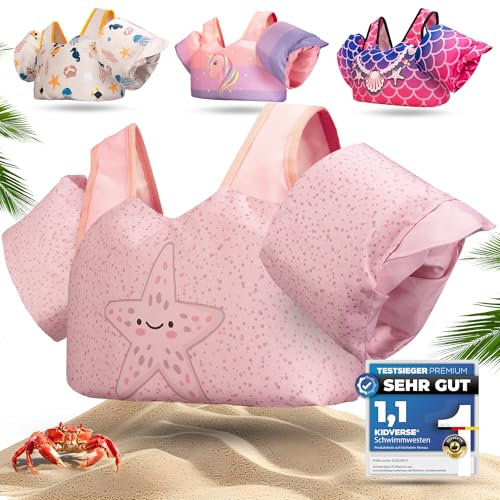 KIDVERSE Schwimmweste Kinder 3-6 Jahre - Geprüfte Qualität - Schwimmweste mit Schwimmflügel für Kinder - Schwimmhilfe für Jungen & Mädchen bis 30kg - Auftriebsweste - Schwimmtraining