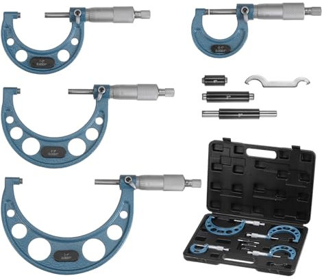 sourcing map Outside Micrometer 0-1 1-2 2-3 3-4 Measuring Tool 0.0001 Graduation 4in1 Set