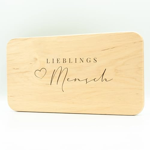 Geschenkfreude Frühstücksbrettchen mit Gravur aus Erle - 21,5x12x1,2 cm - Lieblingsmensch Brotzeitbrett - Schneidebrett mit Gravur aus Holz - Lieblingsmensch Geschenkideen - Holzbrettchen graviert