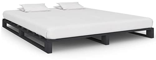 Moselota P0395 Palettenbett, Grau, Kiefer, massiv, 160 x 200 cm