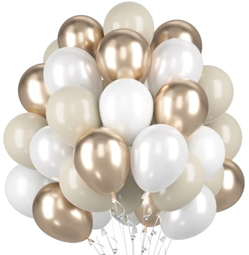 60 Stück Luftballons Beige Champagner Gold, Helium Ballons Creme Perl Weiß Aprikose, 12 Zoll Nude Latex Partyballon Deko fur Boho Hochzeit Geburtstag Baby Shower Babydusche JGA Mädchen Frau