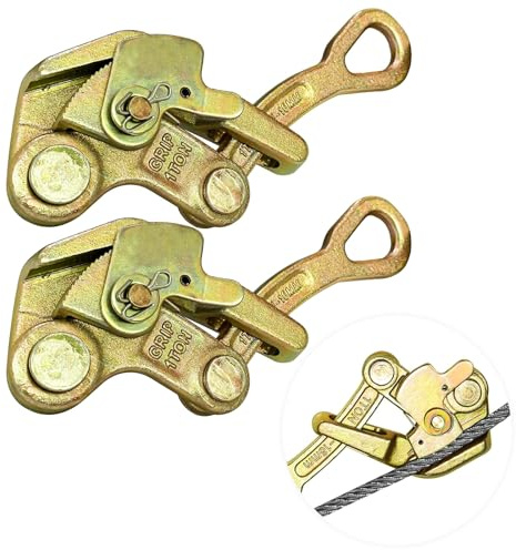 YATOINTO 2Pcs Cable Grips Steel Wire Puller 1 Ton 2204LB, Cable Puller Tools for 2.5-16 mm Wire Rope, Multifunctional Pulling Tightening Tool with Swing Latch(2 Pack)