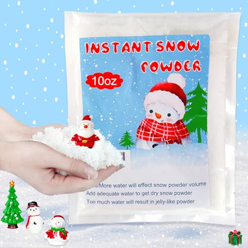 Blvochnnt 10oz Instant Snow Powder,Add Water Grows to 100x,Make 10 Gallons of Fake Snow,Christmas Tree Artificial Snow Decor Crafts for Sensory Activity Winter Holiday Party Supplies