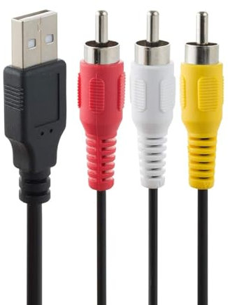 AYMBH USB 2.0 A Male to 3 RCA Male Splitter Adapter Cable Audio Video AV Composite Cord for Seamless AV to PC Connection Ideal for Camcorder TV Mac PC Viewing 25cm Length Maximum Signal Transmission