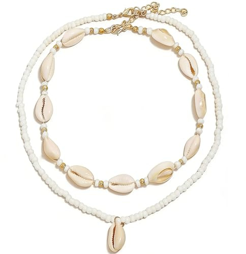 YEAMLTE Collana di Conchiglie Regolabile, Boho con Ciondolo Semplice Donna per le Feste Estive in Spiaggia