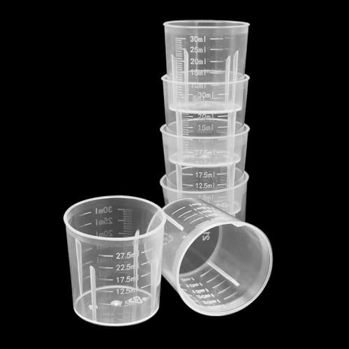 6 Pcs 30ml Measuring Cups Plastic Graduated Cups Transparent Scale Cups Plastic Clear Epoxy Mixing Cups for Kitchen Cooking Medicine Measure Tool