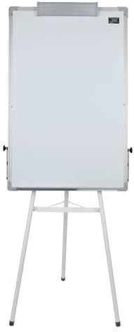Homewell Whiteboard med stativ, 100 x 70 cm, blädderstativ, höjdjusterbar, stativ, blädderbar, stativ, flipchart magnetisk vit bräda med whiteboard-märkpennor, svamp och 6 magneter
