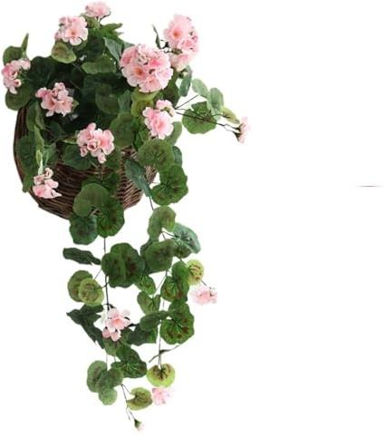 USOHJZ 2 st konstgjorda hängande blommor begonia silkesväxter pelargon för utomhus inomhus uteplats trädgård dekoration (ljusrosa)