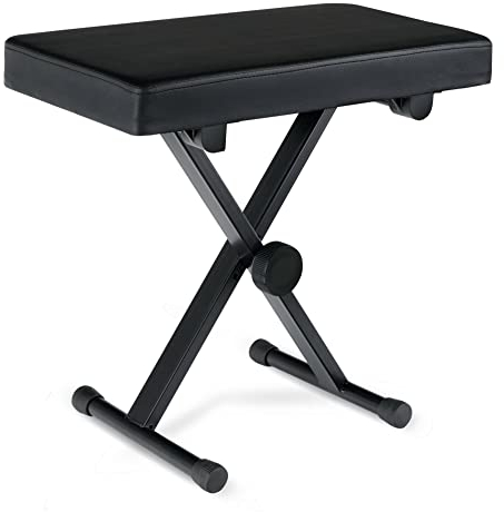 Classic Cantabile KB-01L Keyboardbank Junior (3-Fach höhenverstellbar, zusammenlegbar, edler Kunstlederbezug, stabil) schwarz