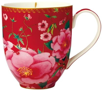 Maxwell & Williams HV0169 Tee-Tasse mit Blumenmotiv - 440 ml - Porzellan-Becher - TC Silk Road, in Geschenkbox - Rot