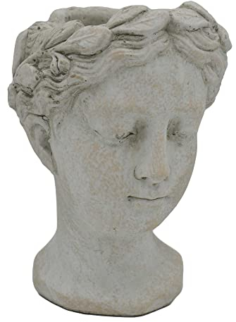UNUS Pflanztopf Büste Frauenkopf Antik Design Beton grau/weiß