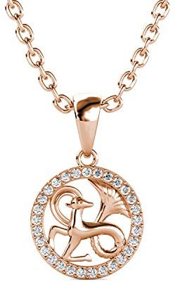 MYC-Paris - Sternzeichen Steinbock Anhänger - Messing mit 18k Vergoldung - Hochwertiger österreichischer Kristall - Geburtstagsgeschenk, Muttertag, Weihnachten - Rose Gold Farbe