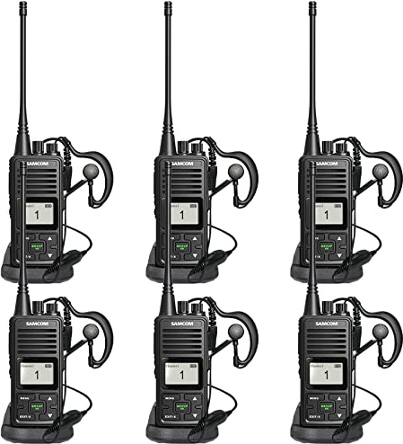 SAMCOM FPCN10A Long Range Two Way Radio Walkie Talkies for Adults, 6 Packs Heavy Duty UHF Handheld 2 Way Radios with Earpiece, 3000mAh Battery All Day Use, Group Call for Warehouse Commercial