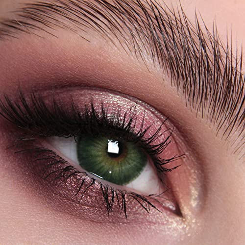 Glamlens lentilles de couleur vert naturelles colorées très haute opacité Verona Green + étuis à lentilles de contact I 1 paire (2 pièces) I 90 Jours I sans correction I 0,00 Dioptries