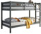 Stella Trading CASPER Modernes Hochbett mit Leiter und zwei Liegeflächen 90 x 200 cm - Platzsparendes Kinder Etagenbett teilmassiv Kiefer, Grau - 97 x 140 x 207 cm (B/H/T)