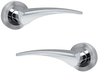 Juego Manillas Puerta aluminio, Baño níquel satinado, disponible Juego de Manilla Roseta Redonda de 50mm, cuadradillo de 8mm mango, Manija de 120mm de Largo