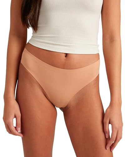 saalt Seamless Thong - Womens Period Underwear - Replaces 1 Liner or 2 Light Tampons - (Medium, Smooth Terracotta)