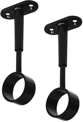 Gedotec Schrankrohrlager für Decken-Montage | TUBI | 2 Stück Schrankrohr-Mittelträger Schwarz für Garderoben-Stangen rund | Kleiderstangen-Befestigung D: 25 mm | Decken-Stangenhalter höhen-verstellbar