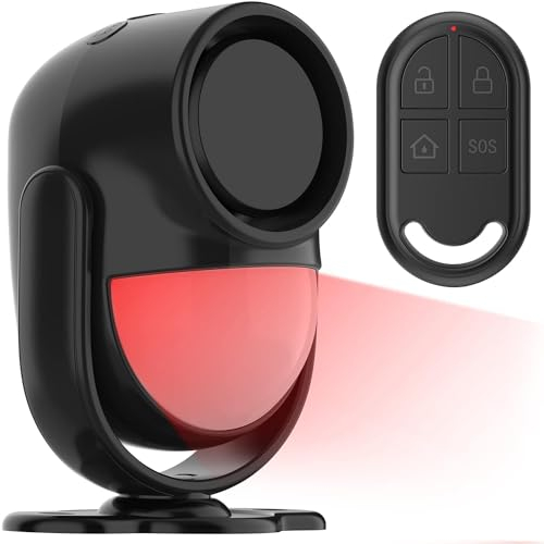 Luckydeer Sensore Movimento Allarme 125DB, Allarme Casa Senza Fili, Antifurto Casa Wireless con Telecomando, Sirena Allarme Perimetrale per Garage, Porta, Finestre, Esterno (nero)