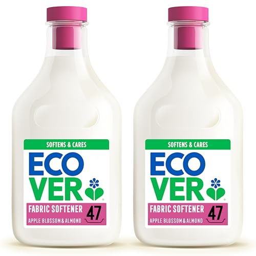 Ecover Fabric Softener, Fabric Conditioner to Soften Your Clothes, Fresh Scent Apple Blossom & Almond, 2 x 47 Washes, 2 x 1.43L