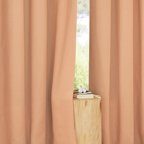 PONY DANCE Wohnzimmer Gardinen mit Kräuselband 2er Set Leinenvorhänge Boho Gardinen Leinen Halbtransparent Leinenoptik Vorhänge für Schienensystem Linen Curtains, H 245 x B 140 cm, Ziegelrot