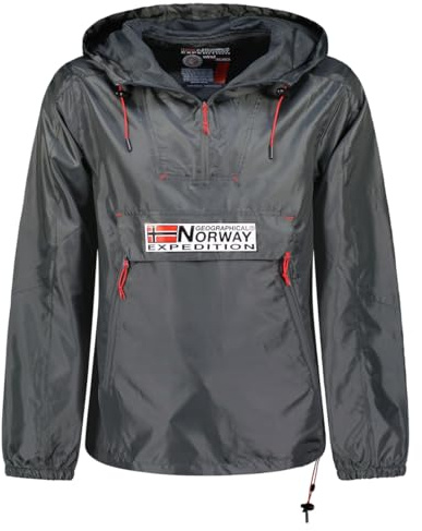 Geographical Norway Choupa Men - Veste Coupe Vent Homme Outdoor - Blouson Deperlant Manches Longues Hommes - Manteau Pluie Randonnee Saison Printemps Ete Automne Hiver (GRIS FONCE L)
