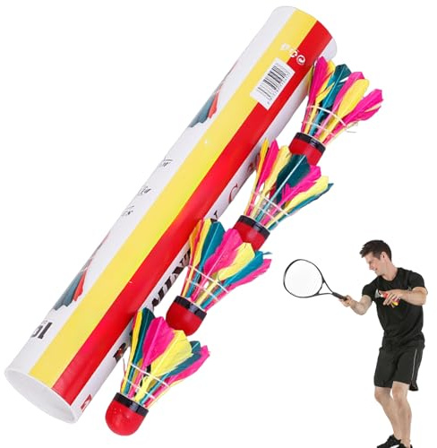Pallone da badminton, volani da badminton | Palline da badminton con piume - Pallone da badminton a testa rossa, volani da badminton in piume naturali per pratica interna ed esterna