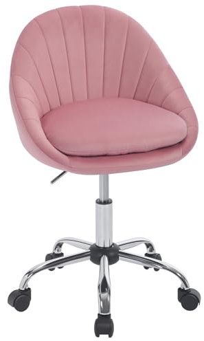 WOLTU Silla Escritorio, Silla Oficina Giratoria, con Respaldo Amplio, Base Metalica con Ruedas, Terciopelo, para Oficina Estudio y Salon, Rosa, BS167rs