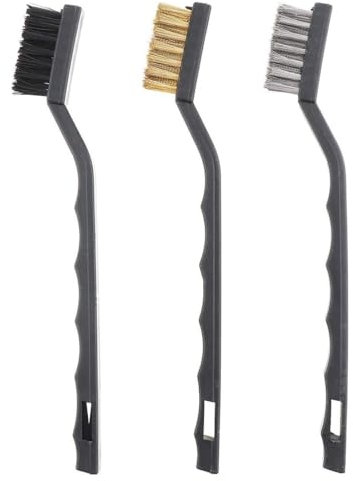 WeddHuis Juego de 3 Cepillos de Alambre, Mini Cepillo de Alambre, Cerdas de Acero Inoxidable, Latón y Nylon, Cepillos Pequeños para Limpiar Escoria de Soldadura, Suciedad y Óxido