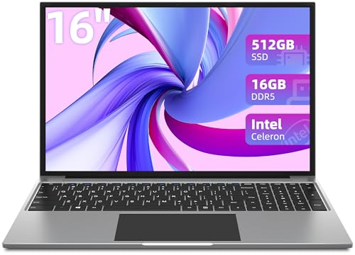 jumper Laptop, 16GB RAM 512GB SSD, 16 Zoll FHD Notebook, Celeron up to 3.4GHz, 1920 x 1200 IPS, 2.4G + 5G WiFi, USB 3.0 ×2, Bluetooth 4.0, Grau