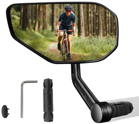 Homieway Fahrradspiegel, Fahrrad Rückspiegel für E-bike,Kratzfeste Glaslinse Fahrrad Spiegel,Großer Fahrradrückspiegel Lenkerendenspiegel für E-scooter Lenker Links (15-20mm)