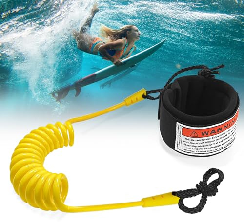 L&W Luck Guinzaglio da Surf, Leash SUP, 5mm Surf Materiale Tup Regolabile e Comodo per Tavola da Surf Paddle Board Kayak Longboard (Giallo)