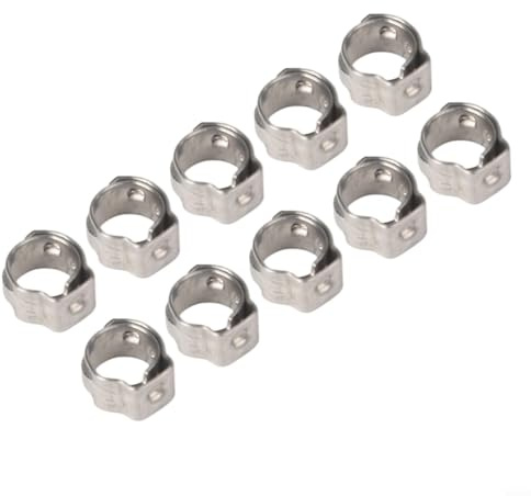 10 morsetti in acciaio inox per connessioni per tubi, compatibili con 7 misure da 14 mm (7 mm)